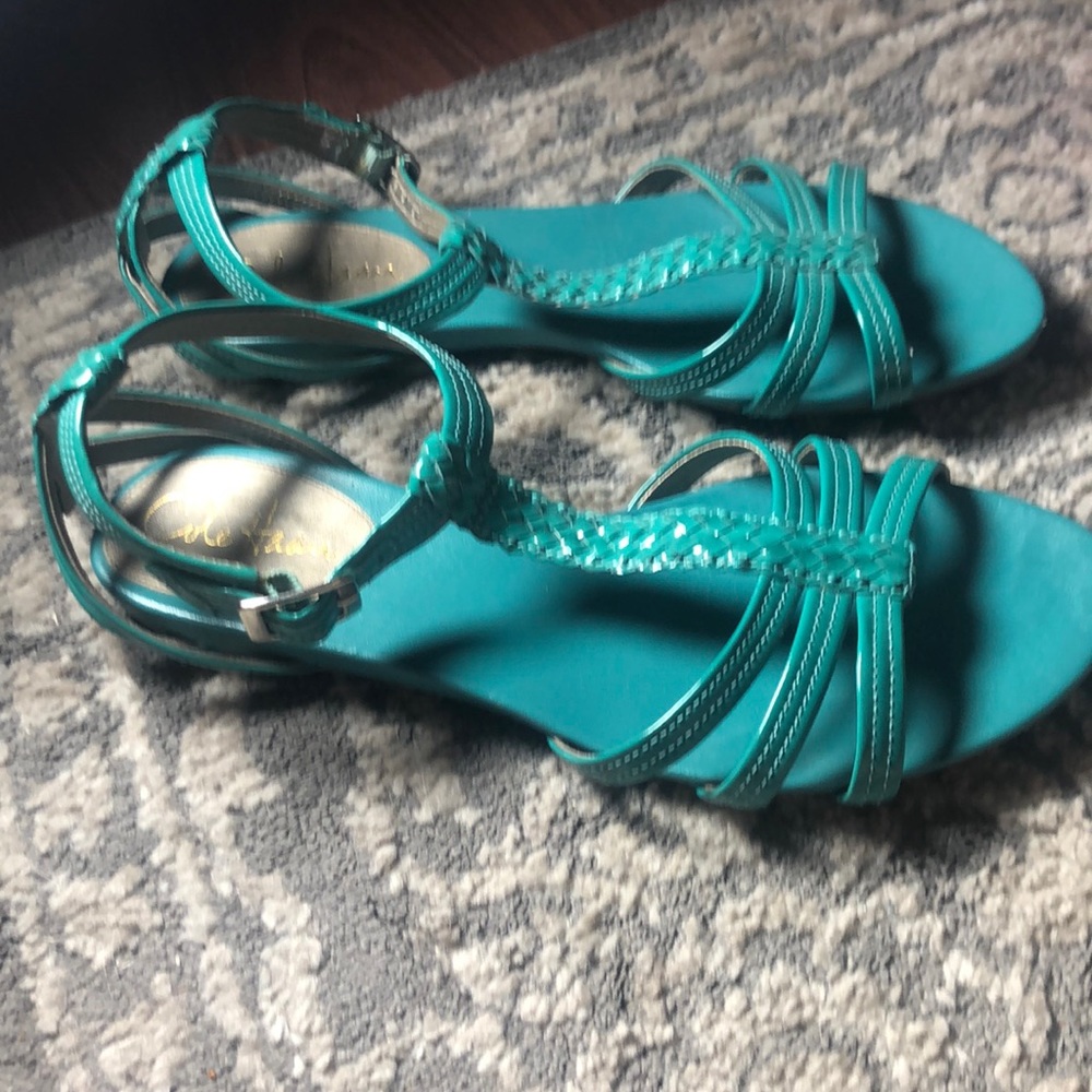 Cole Haan Size 9 Teal Braid Sandals